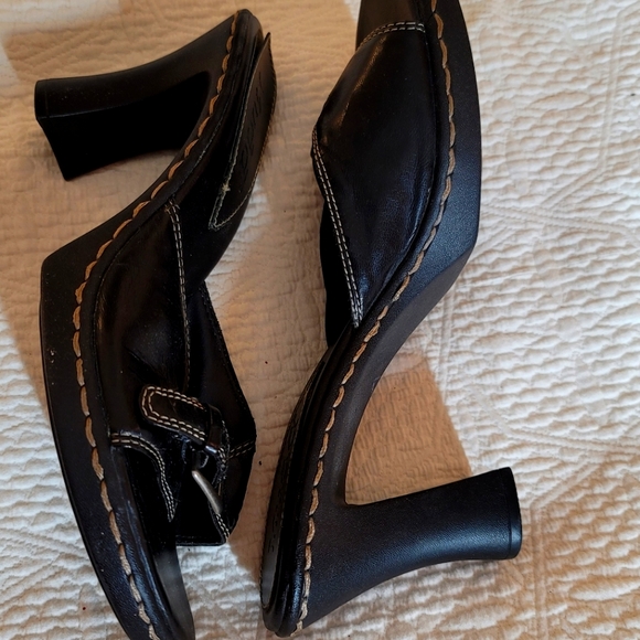 Mudd Open Toe Buckle Mule Heels 4" Women's Color Black Size 10 Used - Picture 4 of 8